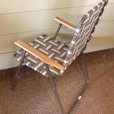 LOT 228: Folding Chairs - Wooden, Webbed Lawn and Two Metal Padded Seat Cosco