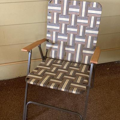 LOT 228: Folding Chairs - Wooden, Webbed Lawn and Two Metal Padded Seat Cosco