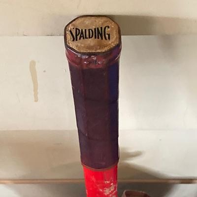LOT 229: Vintage Sporting Goods Collection - Phil Esposito Street Hockey Stick, Burke Golf Putter, Fishing Rods, Spalding Tennis Racket,...