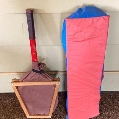 LOT 229: Vintage Sporting Goods Collection - Phil Esposito Street Hockey Stick, Burke Golf Putter, Fishing Rods, Spalding Tennis Racket,...