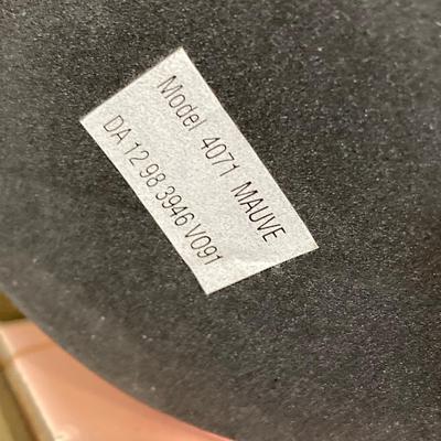 LOT 230: MCM Black and Pink Tile and Metal Plant Stand / Table with Pink Decor