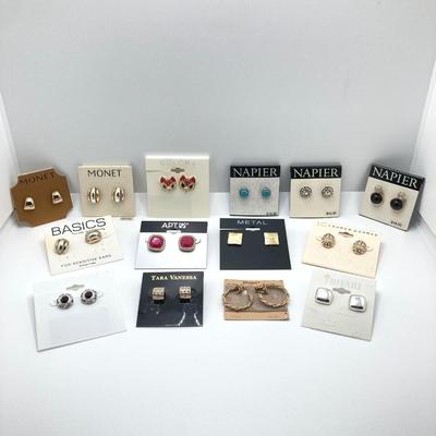 LOT 231: Fourteen Pair of Pierced Earrings - Napier, Monet, Trifari and More