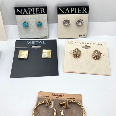 LOT 231: Fourteen Pair of Pierced Earrings - Napier, Monet, Trifari and More