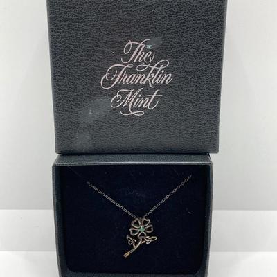 LOT 234: The Franklin Mint Signed Sterling Silver Flower Pendant Necklace in Original Box