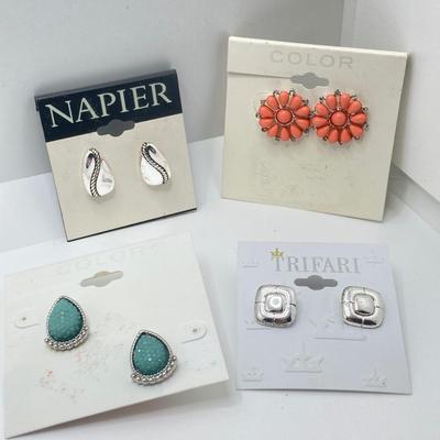 LOT 237: Pierced Earrings Collection - Monet, Napier, Simply Vera, Trifari and More