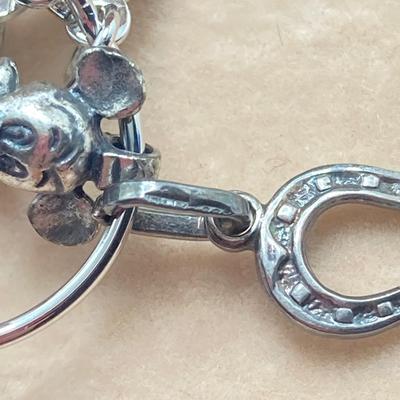 LOT 238: Sterling Silver / Silver Tone Jewelry Charm Collection - Mickey Mouse, Tinkerbell and More