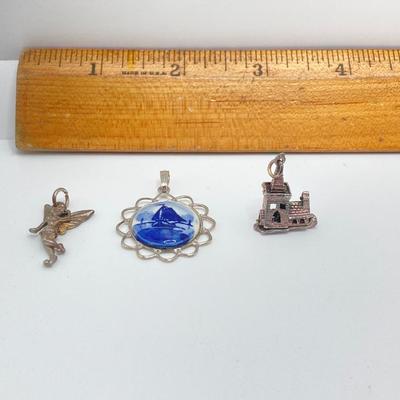 LOT 238: Sterling Silver / Silver Tone Jewelry Charm Collection - Mickey Mouse, Tinkerbell and More
