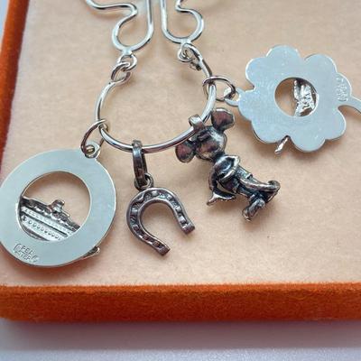 LOT 238: Sterling Silver / Silver Tone Jewelry Charm Collection - Mickey Mouse, Tinkerbell and More