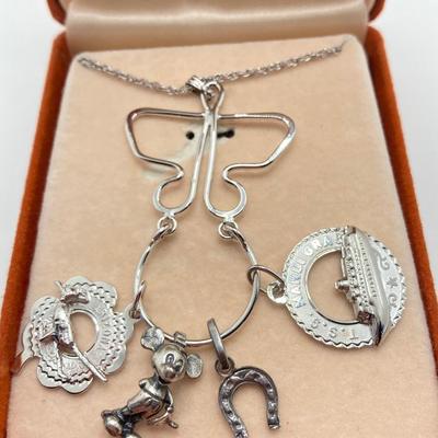 LOT 238: Sterling Silver / Silver Tone Jewelry Charm Collection - Mickey Mouse, Tinkerbell and More