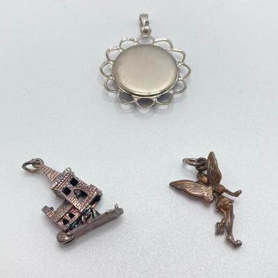 LOT 238: Sterling Silver / Silver Tone Jewelry Charm Collection - Mickey Mouse, Tinkerbell and More