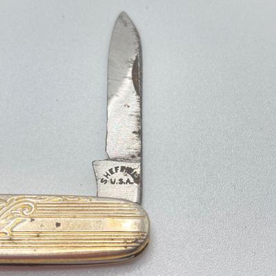 LOT 240: Vintage Key Wound Pocket Watch (Warranted Aluminum 182) and Sheffield Pen Knife Combination