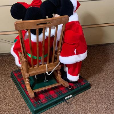 LOT 250: Disney's Mickey Claus and Minnie Rocking and Knitting Telco Motionette Animated Holdiay Figures