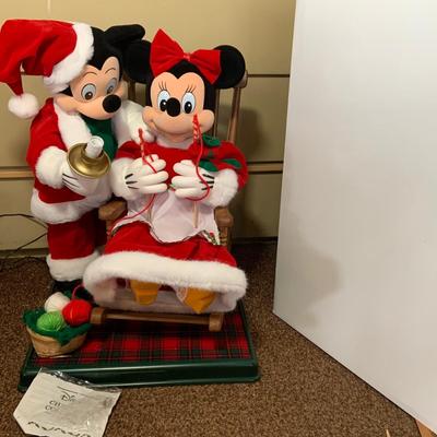 LOT 250: Disney's Mickey Claus and Minnie Rocking and Knitting Telco Motionette Animated Holdiay Figures