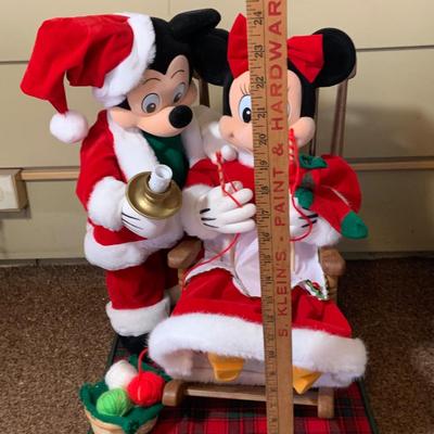 LOT 250: Disney's Mickey Claus and Minnie Rocking and Knitting Telco Motionette Animated Holdiay Figures
