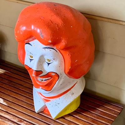 LOT251: Large Plastic Ronald McDonald ClownHead Helium Balloon Tank Cover from 1977