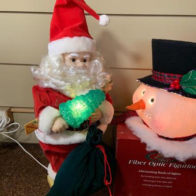 LOT252: Telco Animated Santa with Light-up Tree and a Fiber Optic Snowman Head
