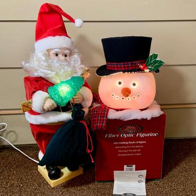 LOT252: Telco Animated Santa with Light-up Tree and a Fiber Optic Snowman Head