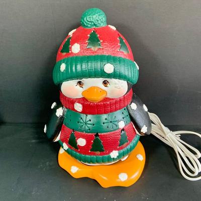 LOT 253: Vintage Holiday/ Winter Ceramic Molds - Light-up Penguin, Three Piece Winter House/Village, Alter Boy , Snowmen and More
