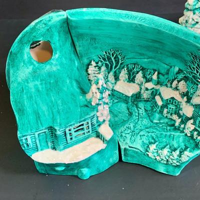 LOT 253: Vintage Holiday/ Winter Ceramic Molds - Light-up Penguin, Three Piece Winter House/Village, Alter Boy , Snowmen and More