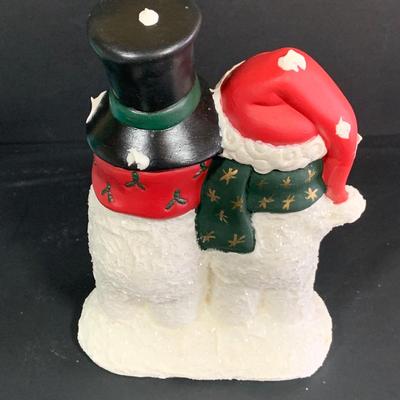 LOT 253: Vintage Holiday/ Winter Ceramic Molds - Light-up Penguin, Three Piece Winter House/Village, Alter Boy , Snowmen and More