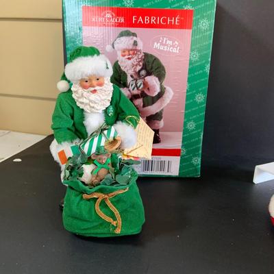 LOT 255: Kurt Adler Green Irish Santa Caus and 2 Santas