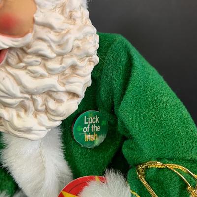 LOT 255: Kurt Adler Green Irish Santa Caus and 2 Santas