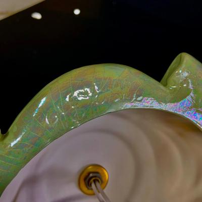 LOT: White Ceramic Christmas Tree Roses and Beaded Garland