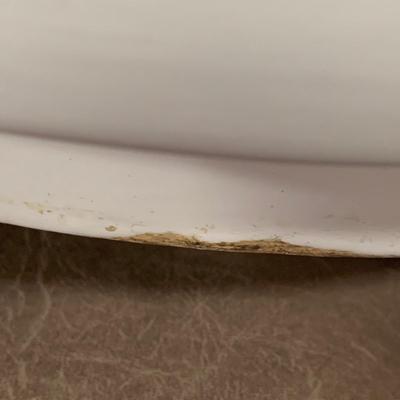 LOT 258: MCM Architectural Pottery Large Cream Colored Planter with Wood Base