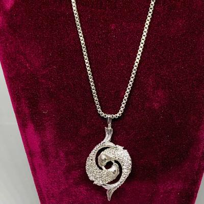 LOT 266: Monet Silvertone Necklaces w/Pendants, Silvertone Trifari Brooch, Gerry's Leaf Brooch and Flower Brooch