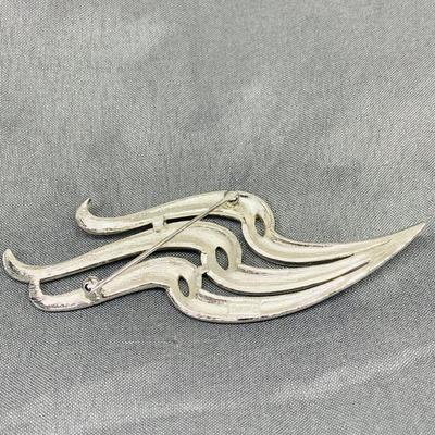 LOT 266: Monet Silvertone Necklaces w/Pendants, Silvertone Trifari Brooch, Gerry's Leaf Brooch and Flower Brooch