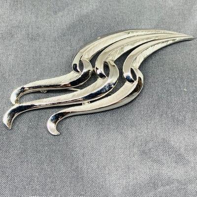 LOT 266: Monet Silvertone Necklaces w/Pendants, Silvertone Trifari Brooch, Gerry's Leaf Brooch and Flower Brooch