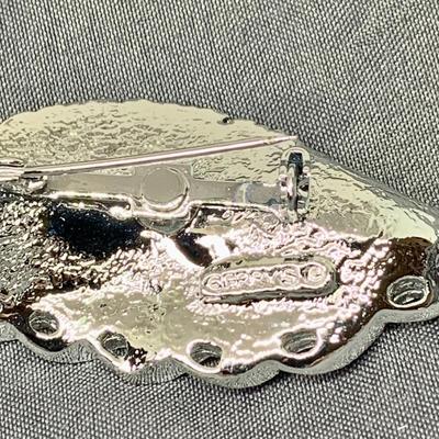 LOT 266: Monet Silvertone Necklaces w/Pendants, Silvertone Trifari Brooch, Gerry's Leaf Brooch and Flower Brooch