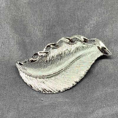 LOT 266: Monet Silvertone Necklaces w/Pendants, Silvertone Trifari Brooch, Gerry's Leaf Brooch and Flower Brooch