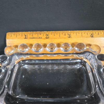 LOT 271: Vintage 1960s Jeanette Blue Corinthian Shot Glasses with Brass Caddy, "HOME SMORGASBORD KNIFE", Vintage Imperial Glass...