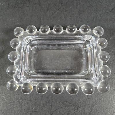 LOT 271: Vintage 1960s Jeanette Blue Corinthian Shot Glasses with Brass Caddy, "HOME SMORGASBORD KNIFE", Vintage Imperial Glass...