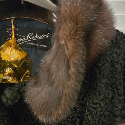 LOT 278: Morris Rudnick 1950S Karakul and Fur Collar Coat; Size Unknown