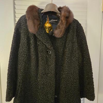 LOT 278: Morris Rudnick 1950S Karakul and Fur Collar Coat; Size Unknown
