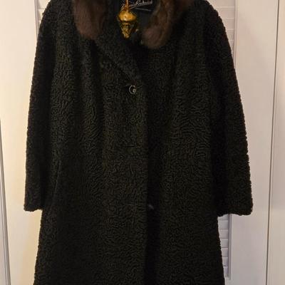 LOT 278: Morris Rudnick 1950S Karakul and Fur Collar Coat; Size Unknown