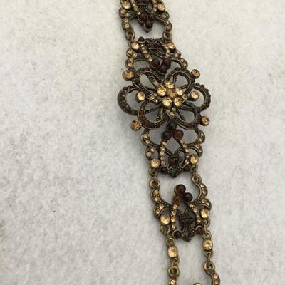 Vintage, VCLM victorian style Amber rhinestone bracelet