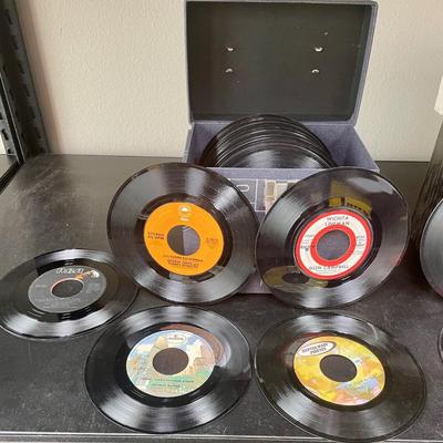 Pair of Vintage 45 Record Storage Carry Cases: Platter-Pak Type with Records