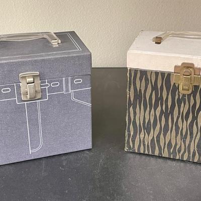 Pair of Vintage 45 Record Storage Carry Cases: Platter-Pak Type with Records