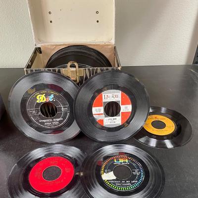 Pair of Vintage 45 Record Storage Carry Cases: Platter-Pak Type with Records
