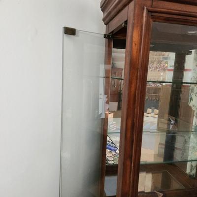 Mirror Back Curio Display Cabinet Side Glass doors Adjustable Glass Shelves 26x13x74