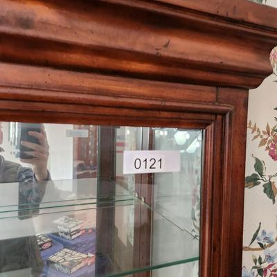 Mirror Back Curio Display Cabinet Side Glass doors Adjustable Glass Shelves 26x13x74