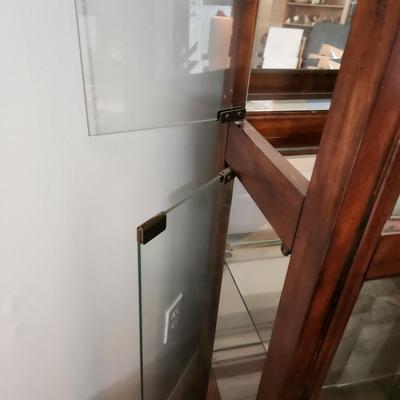 Mirror Back Curio Display Cabinet Side Glass doors Adjustable Glass Shelves 26x13x74
