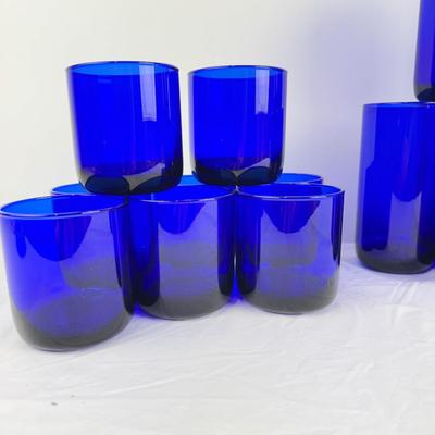 1075 Set of Libbey Metropolitan Blue Glassware