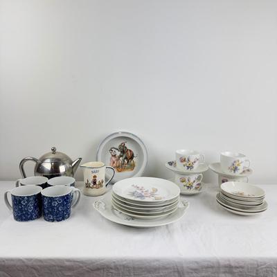 1083 Large Lot of German Antique China with Teapot and