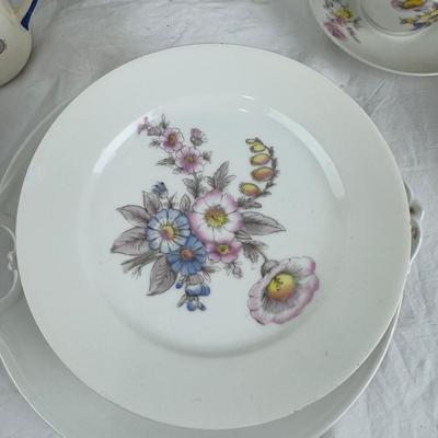 1083 Large Lot of German Antique China with Teapot and