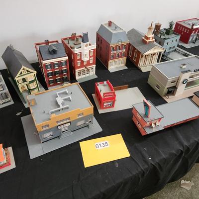 Large Lot Of Plastic Train Garden Buildings Village Town