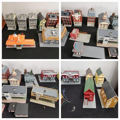 Large Lot Of Plastic Train Garden Buildings Village Town